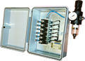 Para montagem de diversas válvulas, alimentação eletrica, pneumática, ar comprido 6 bar, com regulador de pressão e filtro contra impureza.